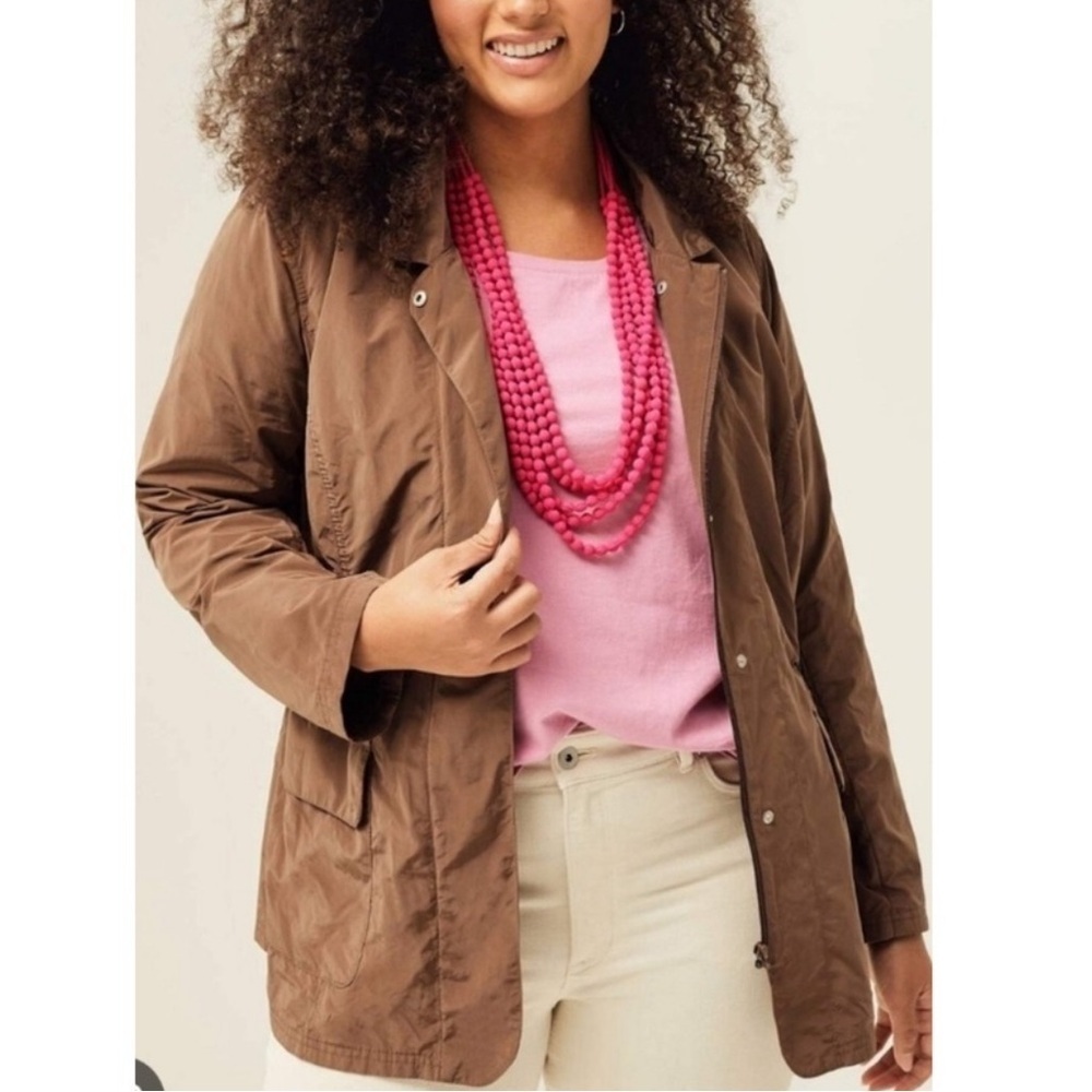 JJILL MOCHA NYLON ZIP COLLAR JACKET!!! Adorable!! Versatile!! XL